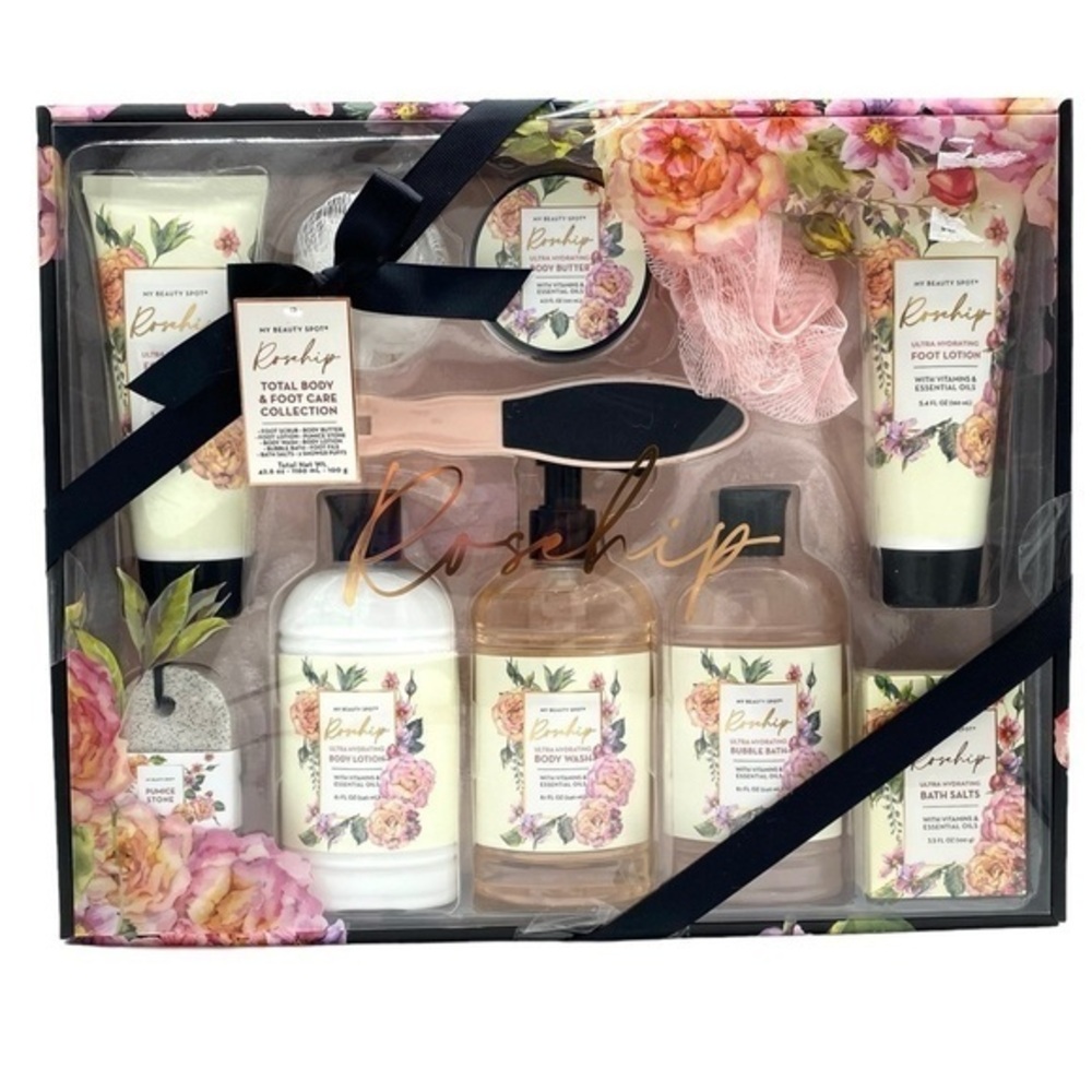 Rosehip 11-Piece Deluxe Bath Body & Foot Care Collection Gift Set